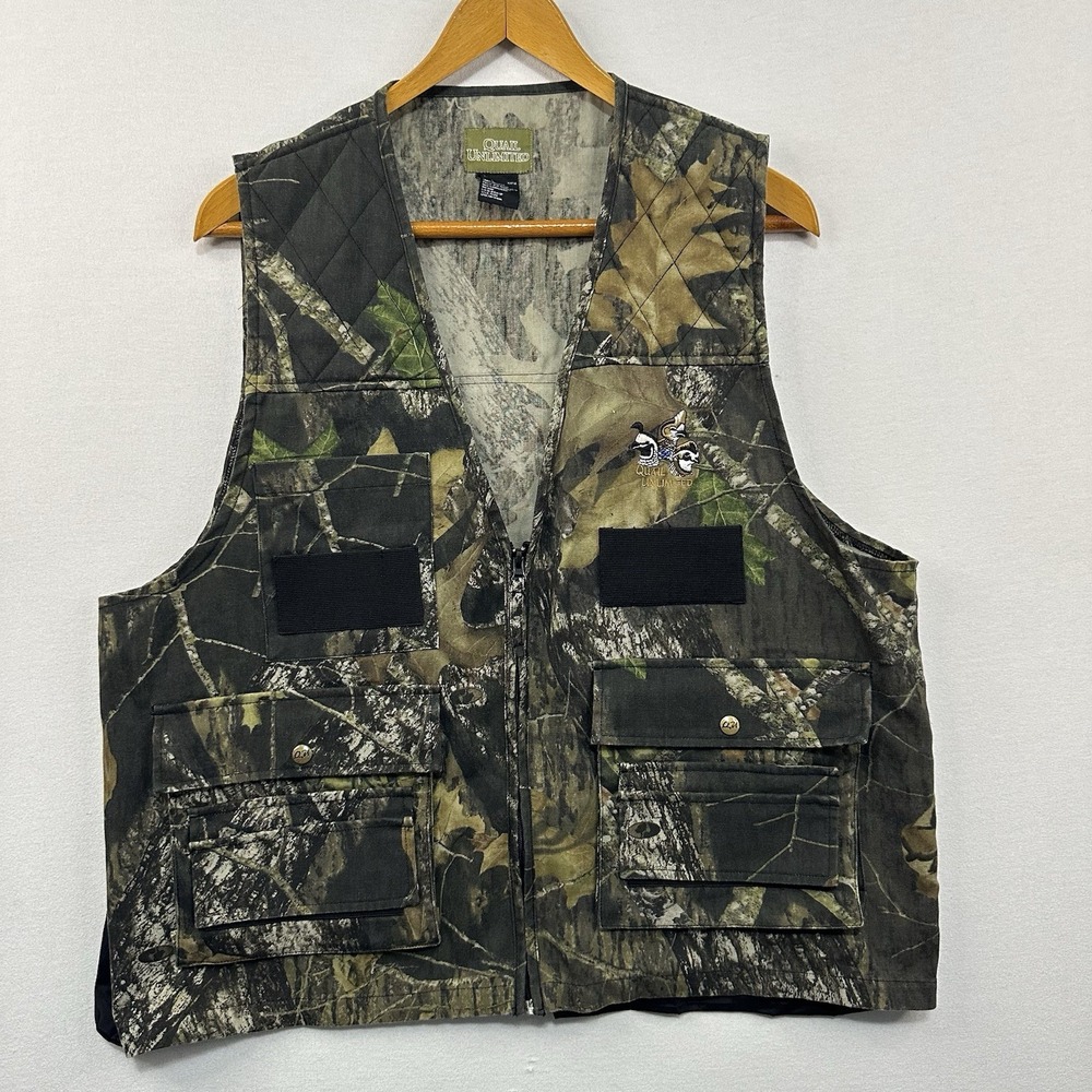 Quail Unlimited‎ Camo Embroidered Vest Sz X-Large Hunting Games Outdoors